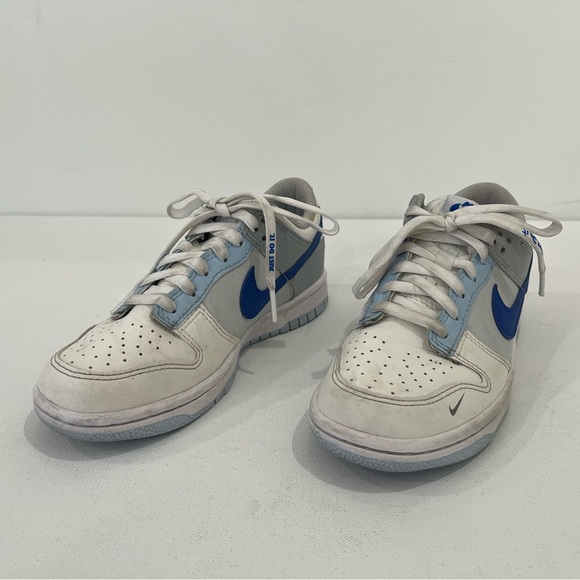 Nike Dunk Low Ivory Hyper Royal Just Stitch It FB1843-141 Size 4Y Women’s 5.5 - Picture 2 of 8